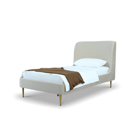 Manhattan Comfort Mid-Century Modern Bedframe with Headboard for Bedroom Use BD003-TW-CR